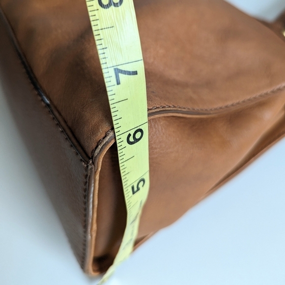 Fossil Genuine Leather Satchel Briefcase Laptop Top-Handle Bag Chestnut Brown - Picture 13 of 14